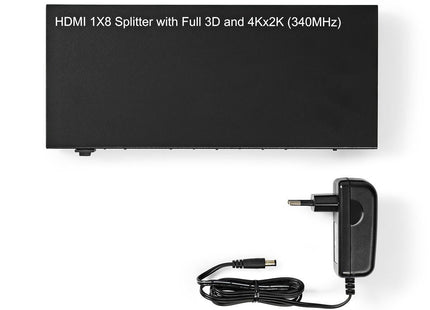 8-Poorts HDMI splitter 8x HDMI Output 4K@30Hz 3.4 Gbps Metaal Antraciet - alarmsysteemexpert.nl