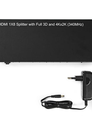 8-Poorts HDMI splitter 8x HDMI Output 4K@30Hz 3.4 Gbps Metaal Antraciet - alarmsysteemexpert.nl