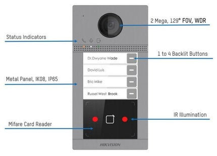 DS-KV8113-WME1 Inbouw 1 beldrukker IR verlichting PoE 12v - alarmsysteemexpert.nl