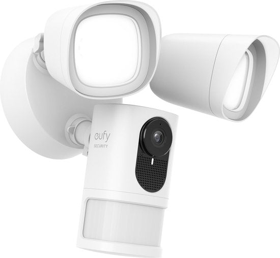 Floodlight Camera 2K, IP-beveiligingscamera, Buiten, Bedraad, Amazon Alexa & Google Assistant, 2500 lm, 5000 K - alarmsysteemexpert.nl