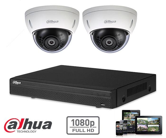 Full HD-CVI kit 2x dome 2 Megapixel camerabeveiliging set - alarmsysteemexpert.nl