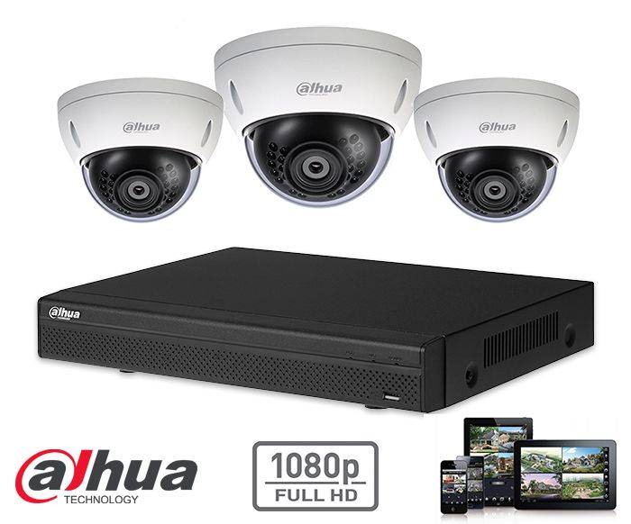 Full HD-CVI kit 3x dome 2 Megapixel camerabeveiliging set - alarmsysteemexpert.nl