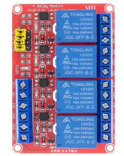 Relais Module 12v 4-kanaals - alarmsysteemexpert.nl