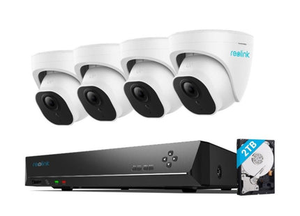 RLK8-800D4-A 4 x 8 Megapixel Eyeballs 8 kanaald NVR Ingebouwde 2 TB HDD - alarmsysteemexpert.nl