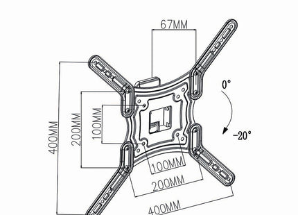 TV-muurbeugel, draai - kantelbaar, voor 23 - 55", Max. 40 kg., 1 scharnierpunt - alarmsysteemexpert.nl