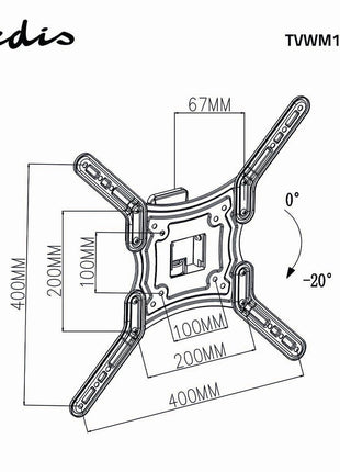 TV-muurbeugel, draai - kantelbaar, voor 23 - 55", Max. 40 kg., 1 scharnierpunt - alarmsysteemexpert.nl