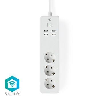 Wi-Fi Smart Stekkerdoos | 3x Schuko Type F | 4x USB | 16 A - alarmsysteemexpert.nl